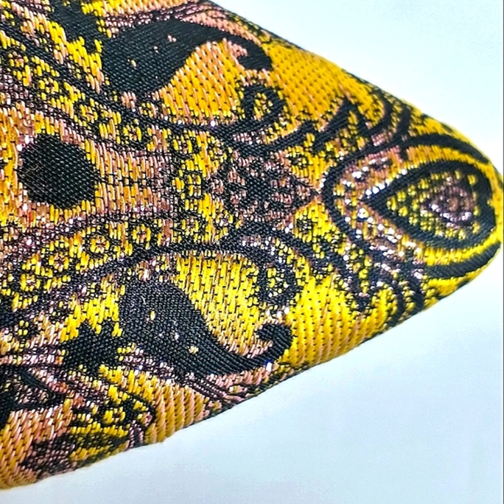 Excellent Used Pair J. Crew Marina Marigold/Black Brocade Pointed Toe Flat Mule - Picture 8 of 14